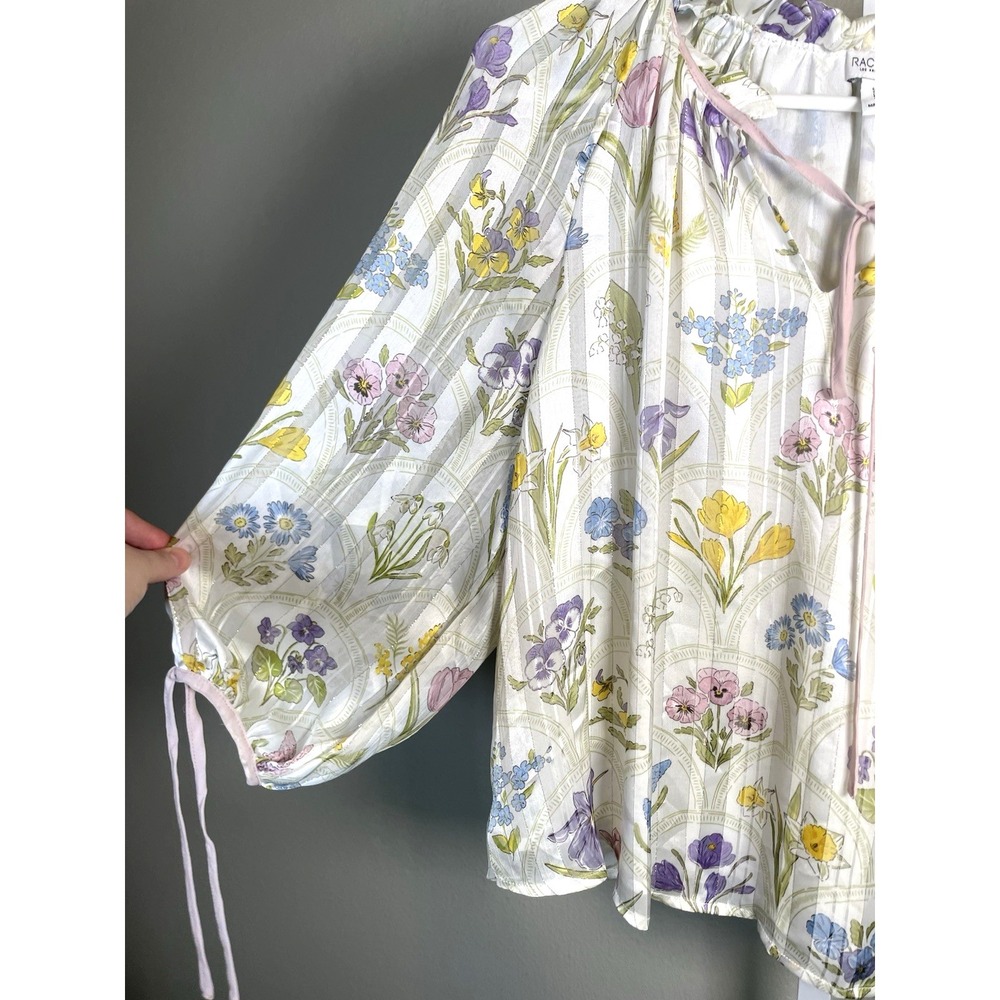 Rachel Zoe Blouse Women's Small Floral Spring Summer Garden Cottage Peasant Top - Picture 2 of 10